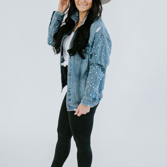 Chelsea DeBoer Black Penny Pearl Distressed Jacket with Pockets - Picture 3 of 9